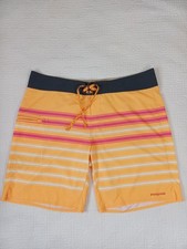 Patagonia Board Shorts Mens 38 Swim Trunks Lightweight Zip Pocket Surf Yellow