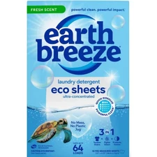 Earth Breeze Laundry Detergent Sheets - Fresh Scent Eco Sheets - 32ct - 64 Loads