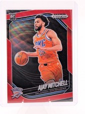 2024-25 Panini Prizm Black Ajay Mitchell Ruby Wave Prizm Rookie Card #133