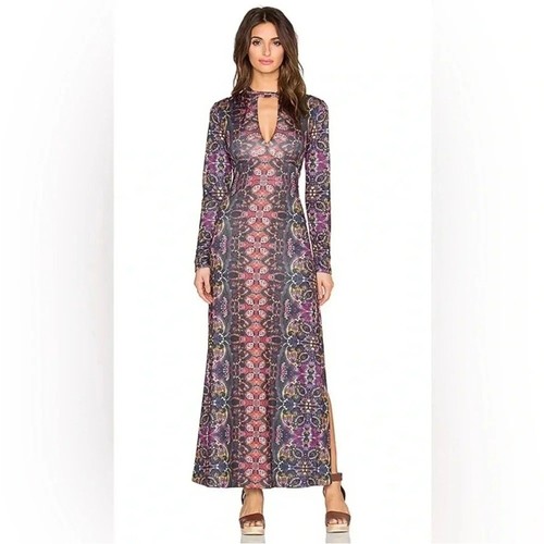 NWOT Free People Dress Womens Cabaret Maxi Long Sleeve Sunrise Combo Sz S