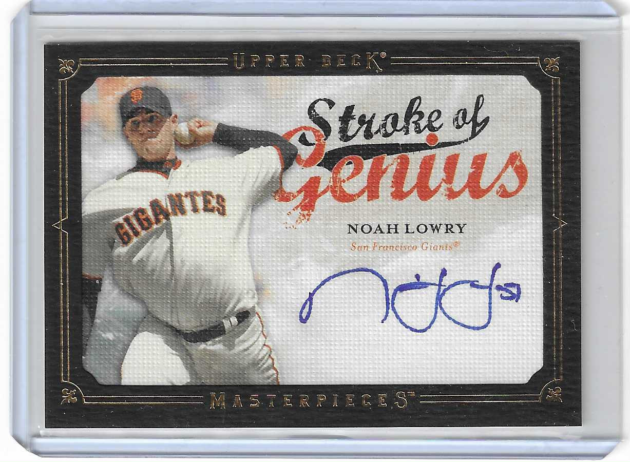 2008 UD Masterpieces Stroke Genius Auto SG-NL Noah Lowry San Francisco Giants