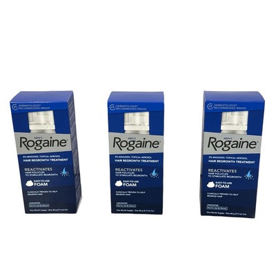 Rogaine Men s 5% Minoxidil Hair Regrowth Treatment 3x2.11 Oz Can, Exp 08/2026