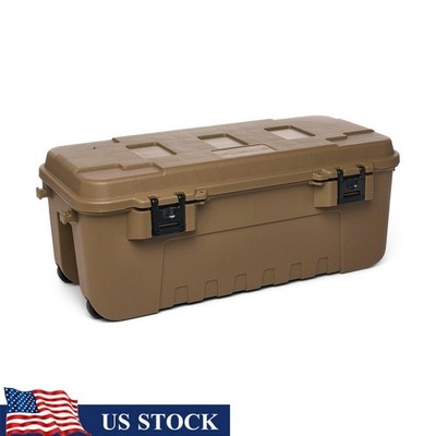Durable Plastic Storage Trunk W/ Wheeled Design Outdoor Hunting Gear Tools New