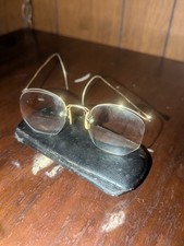 Vintage AO American Optical Rimless Eyeglasses 12K Gold Filled Frames W/ Case