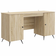Desk Sonoma Oak 142.5x50x75cm Engineered Wood Compact Office with ShelvesStorage