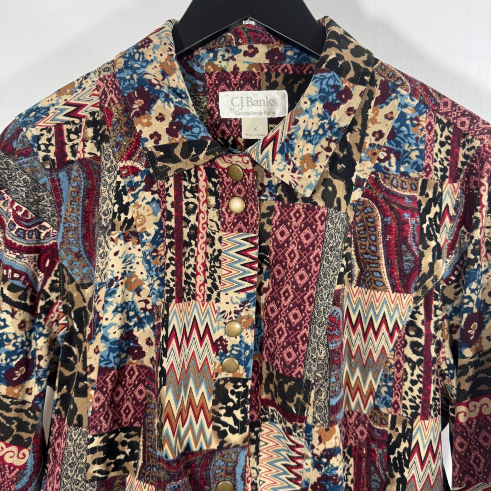 CJ Banks Patchwork Button Front Jacket Blazer Wom… - image 9