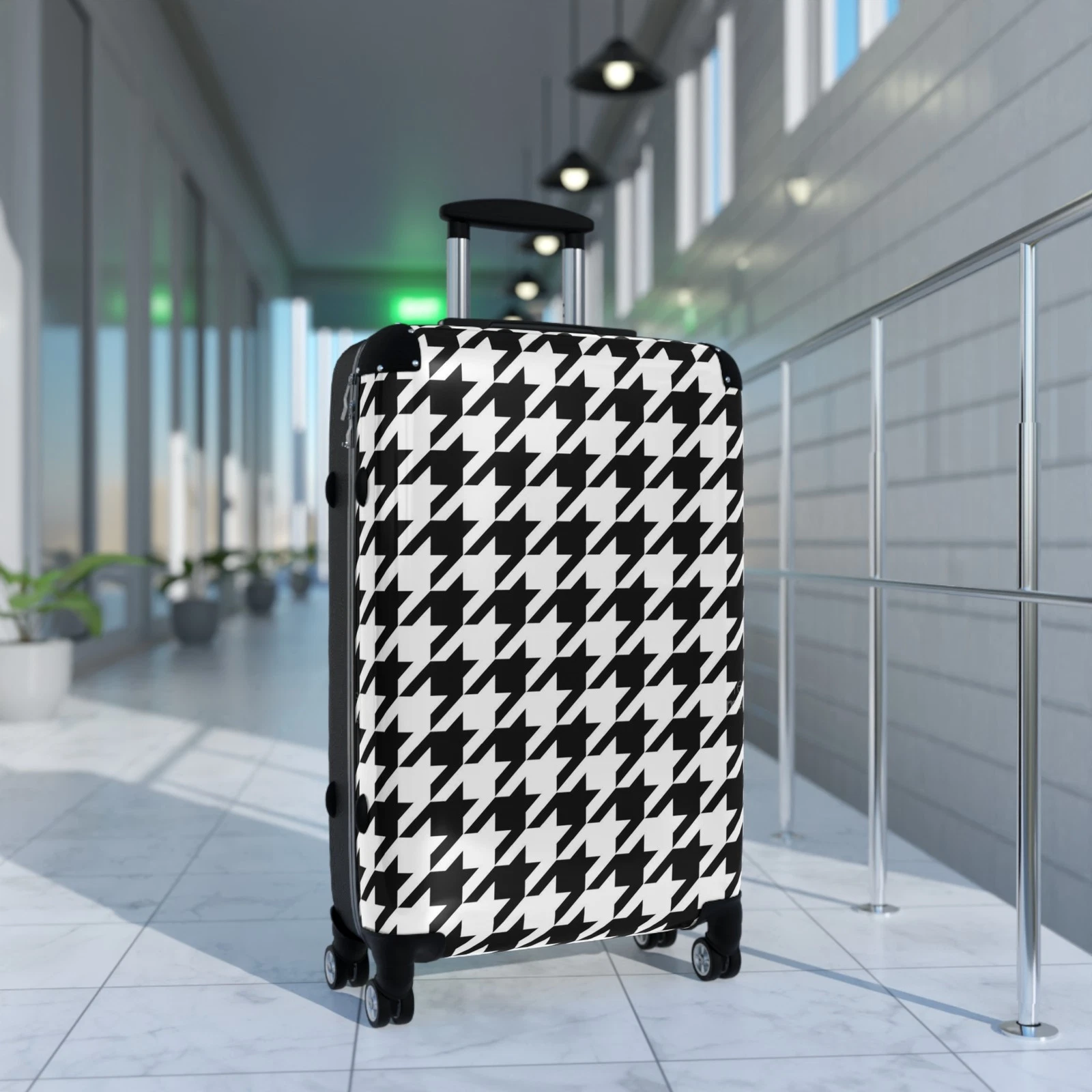 Houndstooth CarryOn Suitcase 20" Spinner Luggage Lightweight Travel Bag TSA Lock