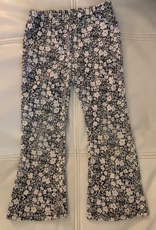 DKNY Girls Black/White Floral Flared Stretch Pants Size 4T