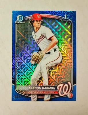 Landon Harmon 2025 1st Bowman Chrome BLUE Mojo REFRACTOR 083/150 Draft RC z14