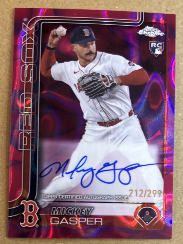 2025 TOPPS CHROME Mickey Gasper ( RED SOX ) Purple Autograph Rookie RC Card /299