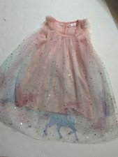 Unicorn Print Shimmery Layered Toddler Dress Sz 3-4