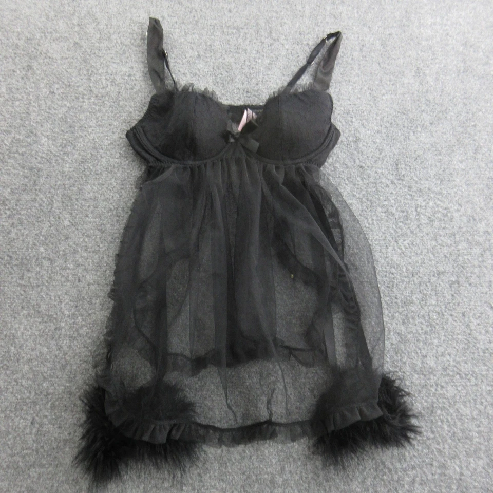 Victoria's Secret Кокетливое белье женщин 34C черный чистый кружева Marabou отделки - Изображение 2 из 4