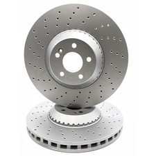 FOR MERCEDES S 350 AMG FRONT DRILLED HIGH CARBON BRAKE DISCS PAIR 370mm