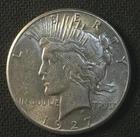 Uncirculated 1927 Philadelphia mint Peace Dollar $1 Silver  Blast white