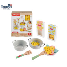 Fisher-Price Wood Pretend Cooking Set, Pots Pasta Chef, 31 Pieces Play Food 3