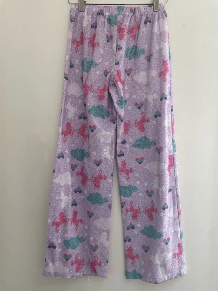 Joe Boxer Niños Niñas Arco Iris Unicornio Corazones Poliéster Pull On PJ Pantalones Púrpura L Foto 3 de 4