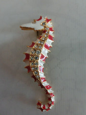 Schmuck-Brosche Seepferdchen mit Steine Email...