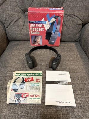 Vintage Realistic Stereo Mate AM/FM Headset Radio Complete In Box CIB