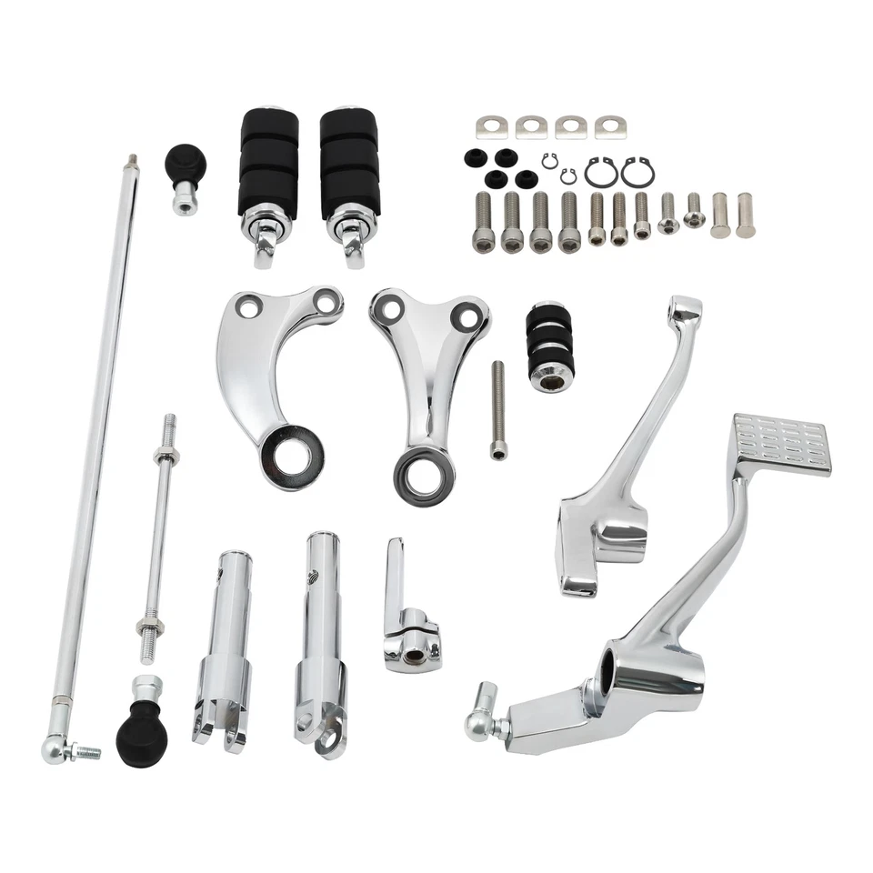 Chrome Forward Controls Kit Pegs Levers Linkages For Harley Sportster 883 1200 - Image 2 of 4