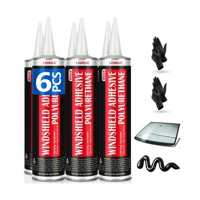 [6 Pack] Polyurethane Windshield Adhesive, Windshield Sealant Black - High Bo...