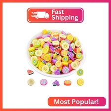 100 Pack Fruit Slime Charms Resin Flatbacks Buttons Polymer Clay Beads for Minia