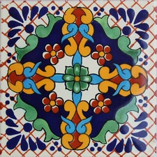 6" x 6" 4 pcs TalaMex Macotera  Talavera Mexican Tile
