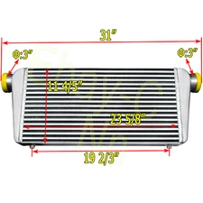 1000HP 24"x12"x 4" Aluminum Turbo Intercooler 3" Inlet Outlet 76mm 5-50PSI