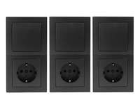 3Er Set Schalter Und Steckdosen Set Mcpower Flair TüR 2-Fach 3-Teilig, Anthrazit
