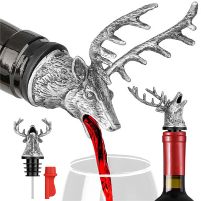 Einzigartiger Hirschkopf 2 in 1 Wein Belüfter Flasche Ausgießer Stopfen Party Bar Zubehör