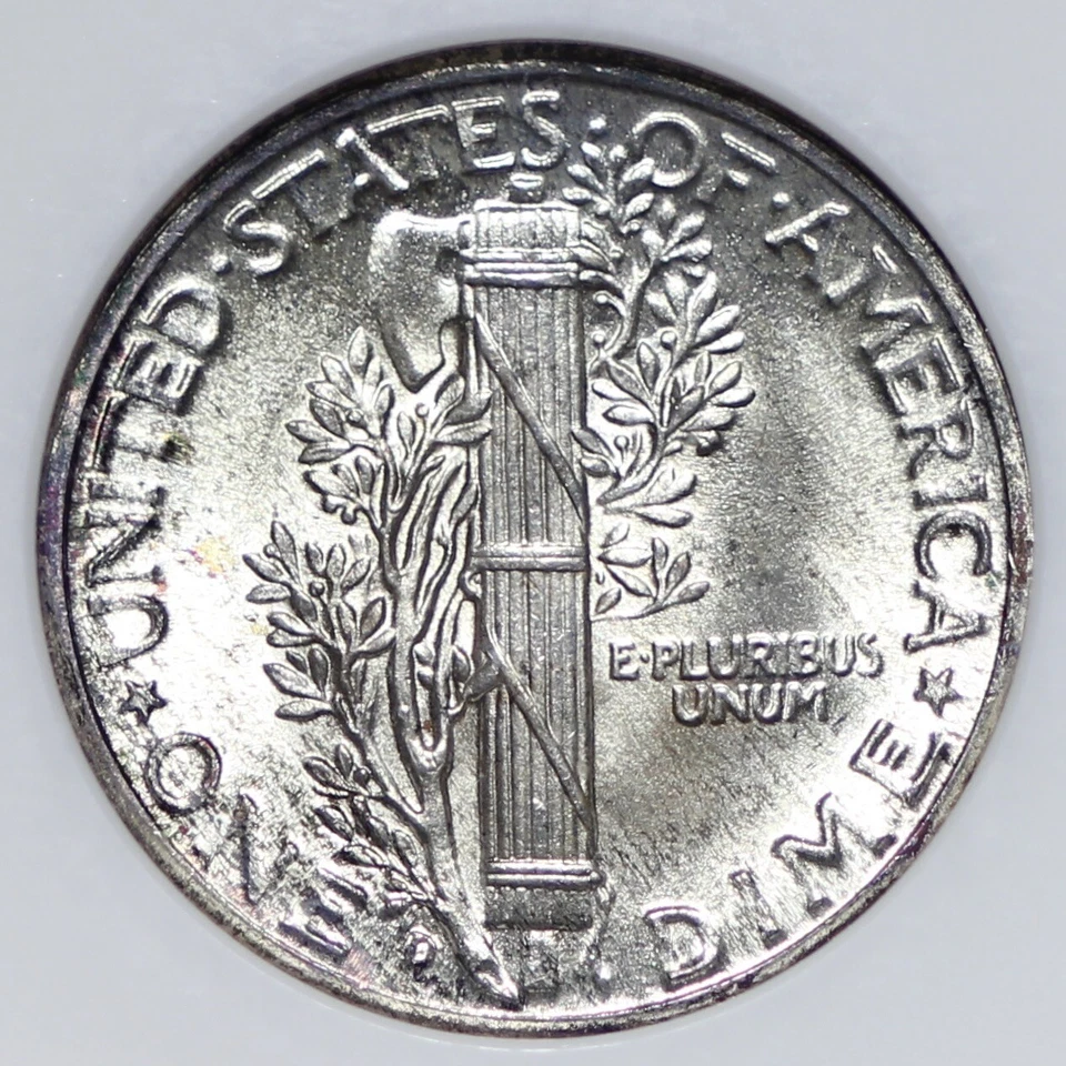 GEM+ BU 1944-D Mercury Dime NGC MS66 FB BLAZER! Old Fat Holder RHM - Image 3 of 4