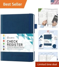 Large Check Register and Budget Tracker (7.5x10) - Navy Blue Financial Ledger