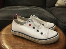 H M Boys 10.5 White Canvas Casual Shoes Athletic Sneakers EASY SLIP ON