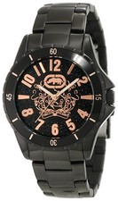 NEW-MARC ECKO POLISHED BLACK TONE+ROSE GOLD+GLITZ DIAL DESIGN WATCH E8M041MV