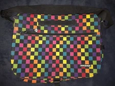Yak Pak Checkerboard Crossbody Messenger Bag Multi-Color Large Durable School