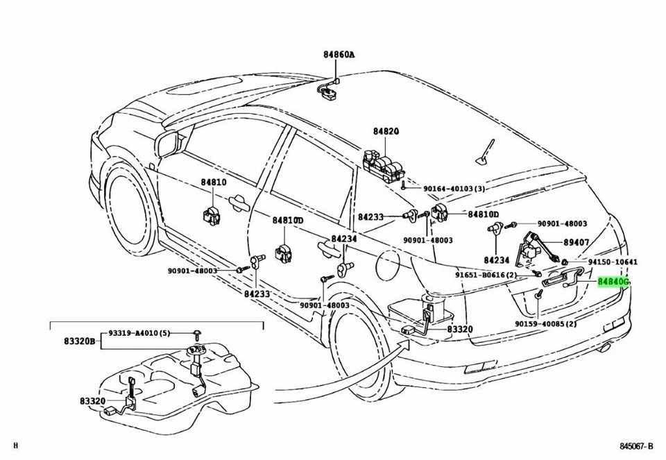 Toyota Genuine LS460 LS600h RX350 GS350 Rear Hatch Liftgate Switch 84840 - 21010 - Изображение 3 из 3