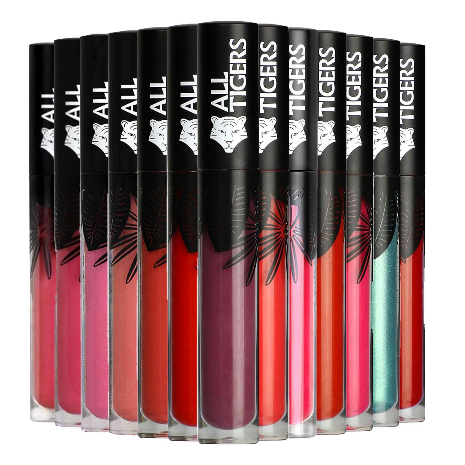 Lápiz labial líquido All Tigers natural, vegano y orgánico - tonos rosa