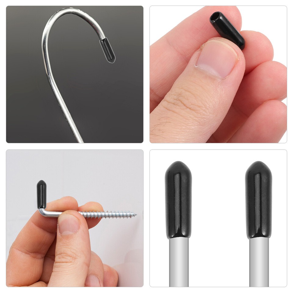 100pcs Pegboard Hook Protector Caps - 4mm Inner Dia Rubber Tip Covers For Organizer Hooks, Black - View #11