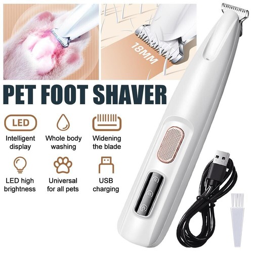 Tagliaerba elettrico per cani animali domestici tagliacapelli LED impermeabile peli per piedi animali domestici gatto cane zampe rasoio - Foto 3 di 26