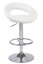 POLTRONA SGABELLO DESIGN MODERNO ECOPELLE SEDIE UFFICIO BIANCO ACCIAIO BAR CASA