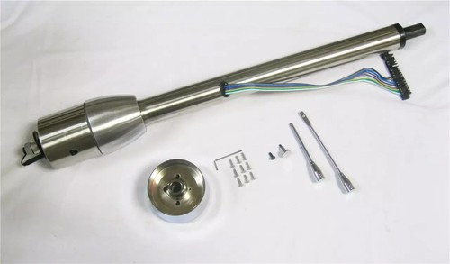 32" Plain Steel Tilt Steering Column - Floor Shift, Painable, For Hot Rod & Street Rod