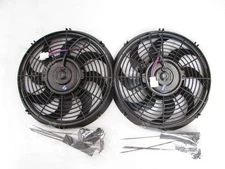 2X REV9 UNIVERSAL 12" IN RADIATOR S BLADE ELECTRIC PUSH/PULLER SLIM COOLING FAN