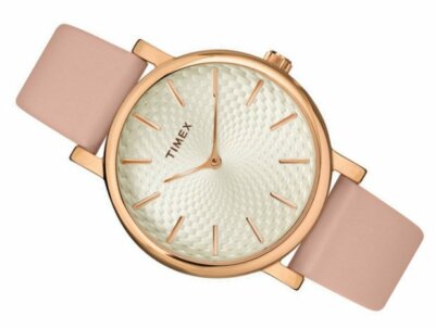 TIMEX Metropolitan TW2R85200 Damenuhr - Edelstahl rosegold - Lederband - Ø37mm 