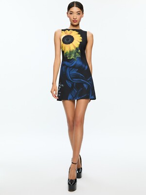ALICE & OLIVIA SIZE (2) CLYDE AZALEA FLORAL MINI SHIFT DRESS NWTMSRP$440