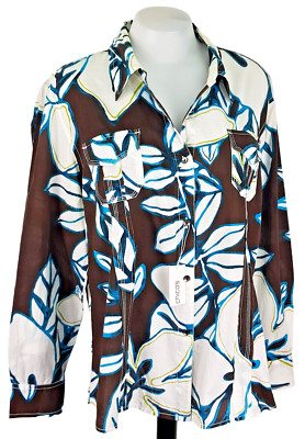 CHICOS Damen Blumen L/S ABEND SHIRT BLUSE U/Soft Relaxed - Größe 3 - L - 86£
