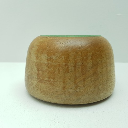 Vintage 1960s Wooden Trinket Bowl With Green Felt Base Mid Century Modern Style - Picture 5 of 7