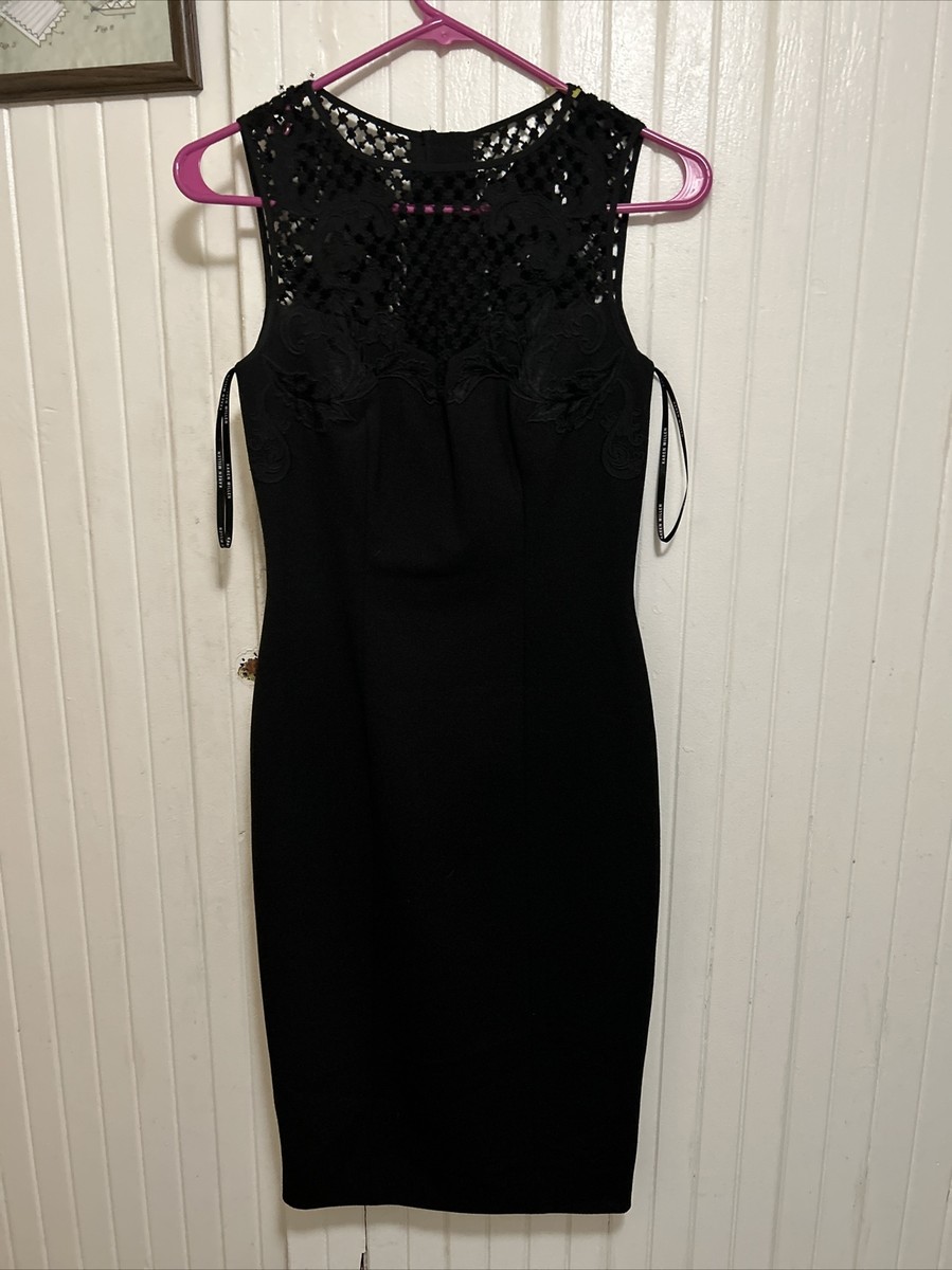 KAREN MILLEN UK US EU 36 Exquisite Black Open Embroidered Cocktail Dress