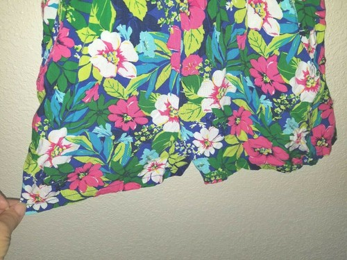 Cute Girl's PLACE Size XL 14 Shorts Romper Blue Lace Flower Print Rayon w/pocket - Picture 4 of 10