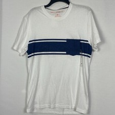 Sun Stone Mens T-Shirt Striped Short Sleeve Chest Pocket Crewneck White Size M