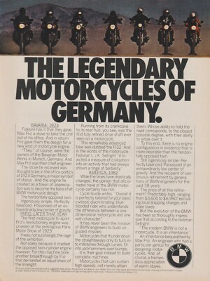 1982 BMW - ''The Legendary Motorcycles Of Germany'' - ''Max Friz'' - Print Ad Photo