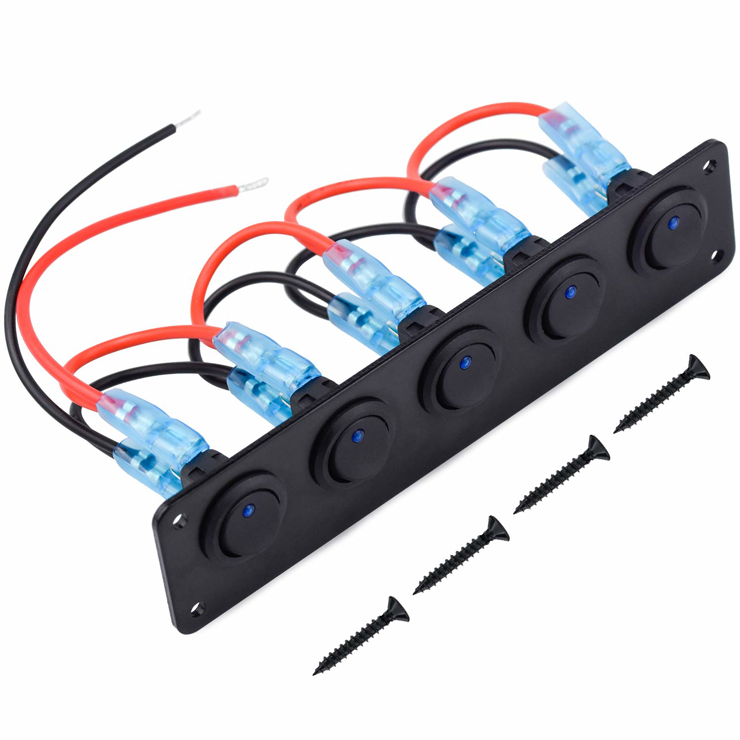 WEKON 5 Gang 3 Pin Rocker Switch Panel Rocker Round Toggle Waterproof 12-24V 5